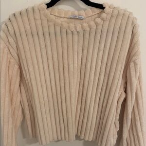 Zara Sz MED SUPER Cream Fuzzy Cropped Ribbed Sweater (SO SOFT)